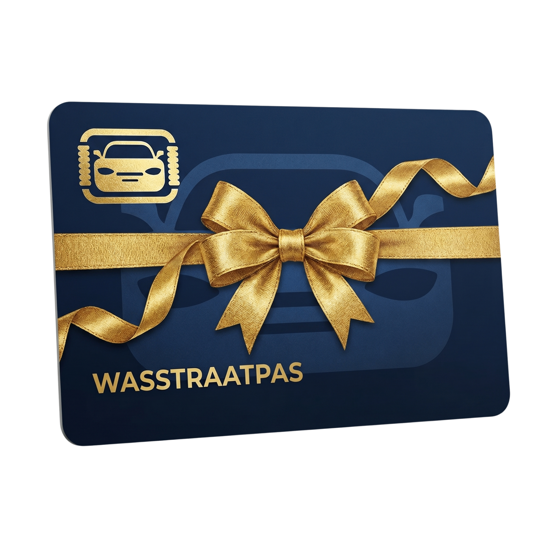 Fysieke wasstraatpas-kaart met gouden strik